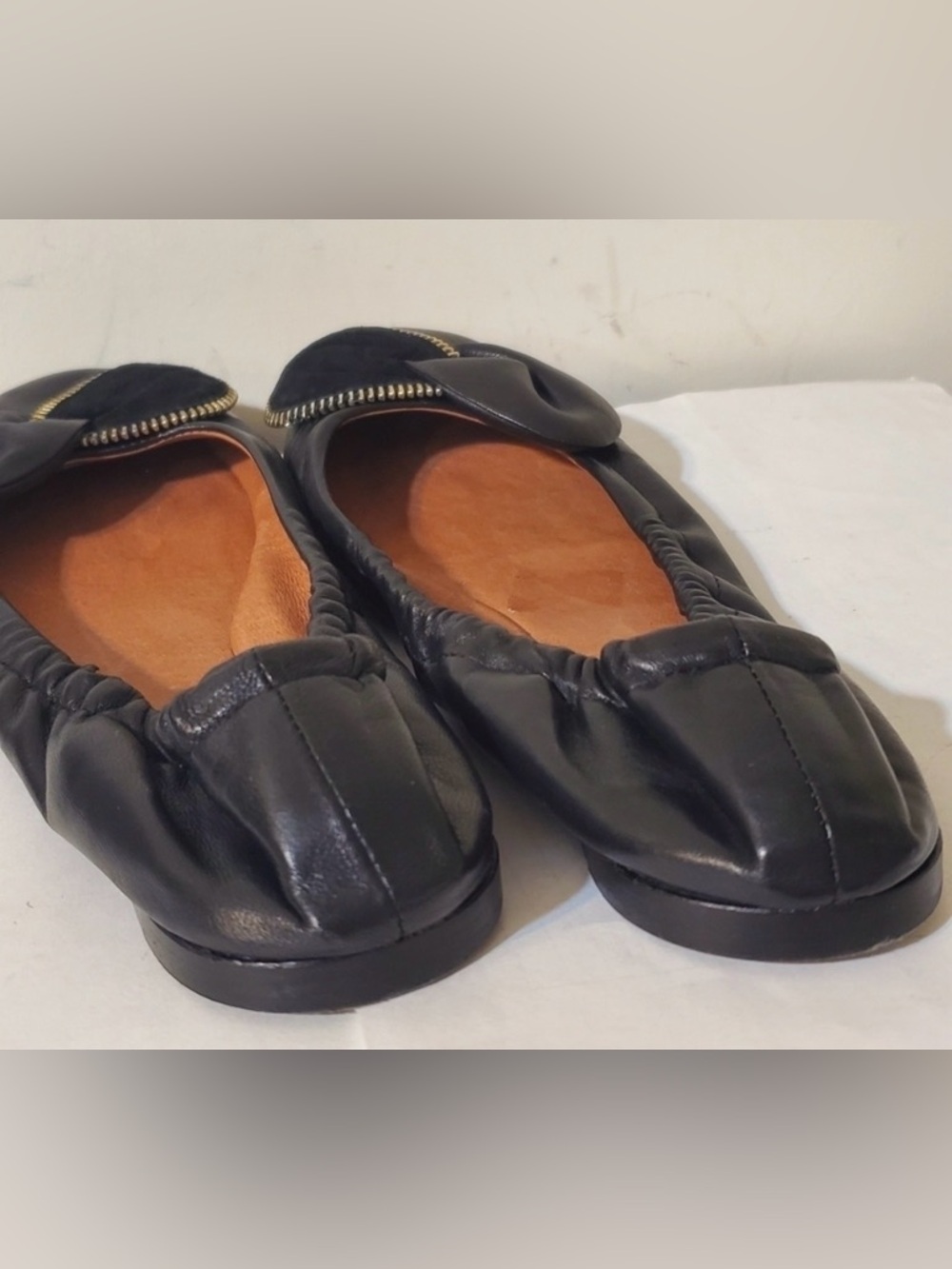 See by Chloe black leather zipper bow scrunch Ballet Flats 
40/10 - Picture 4 of 6